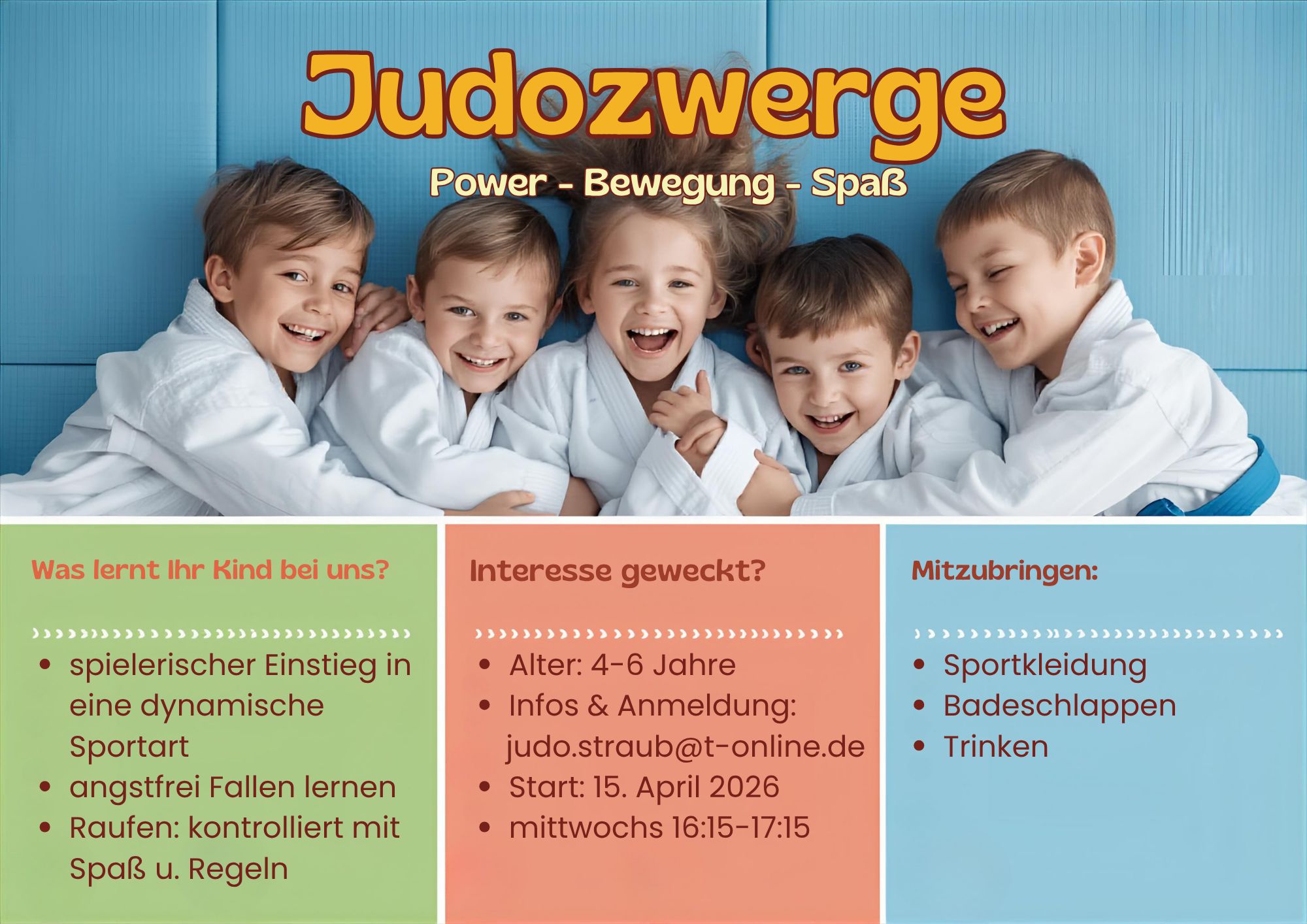 JudoKurs 4 bis 6 Jahre. Jetzt Anmelden